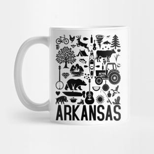 Arkansas Identifiers (black artwork) Mug
